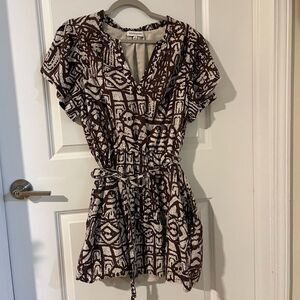 Willa Story Brown & Cream Tribal Print Dress - Size L